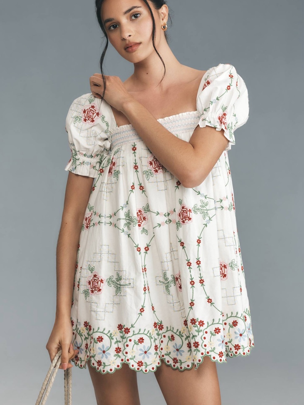 Damson Madder Lulu Embroidered Rose Dress